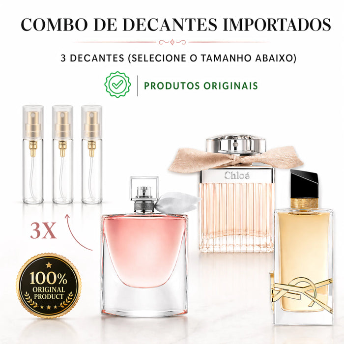 COMBO DECANTES IMPORTADOS MAIS VENDIDO (Chloe, libre e la vie) escolha a volumetria abaixo