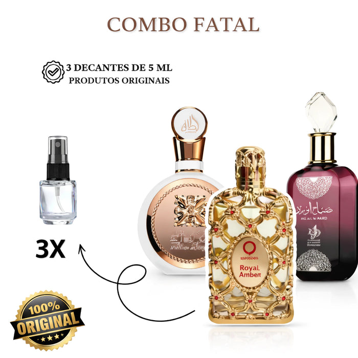 COMBO FATAL 3 DECANTES DE 5ML CADA - FAKHAR ROSE, ROYAL AMBER + SABAH