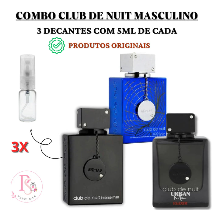 COMBO CLUB DE NUIT MASCULINO vai 5ml de cada (intense, iconic, urban elixir) total 15ml