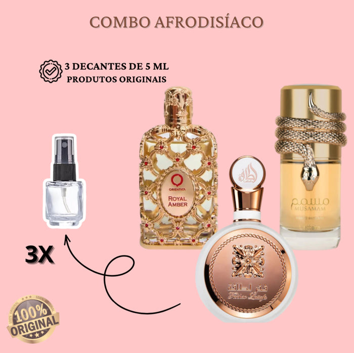 COMBO AFRODISIACO 3 DECANTES DE 5ML CADA - ROYAL AMBER + FAKHAR ROSE + MUSAMAM