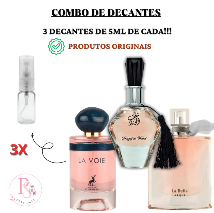 COMBO ARABE FEMININO vai 5ml de cada ( shagaf, la bella arqus e la voie)