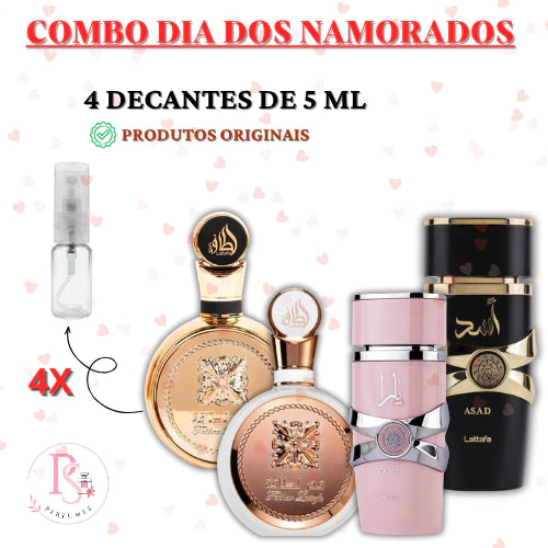 COMBO DIA DOS NAMORADOS VAI 5ML de cada (fakhar gold, fakhar rose, yara, asad)