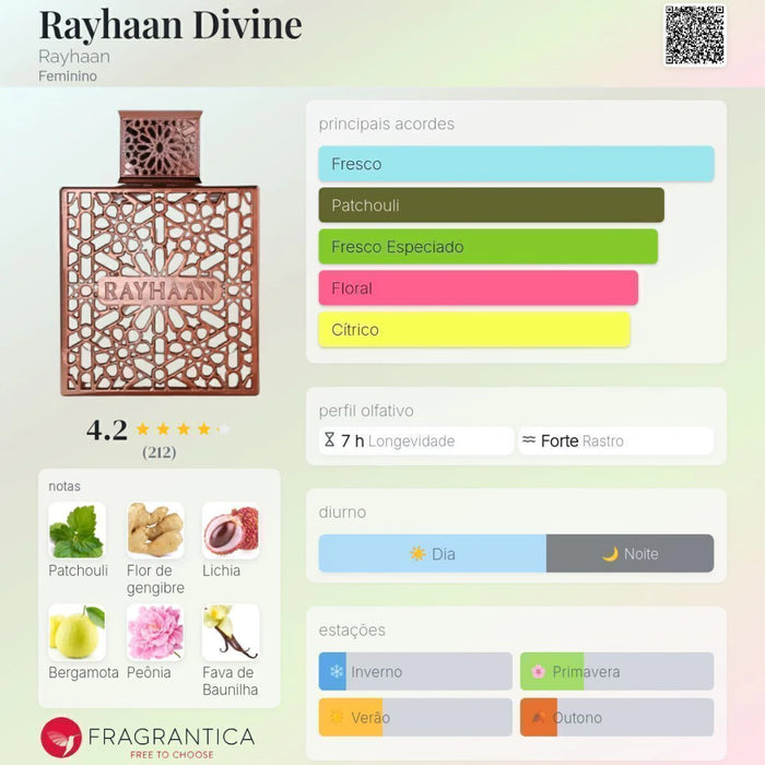 Notas olfativas — DECANT RAYHAAN DIVINE EAU DE PARFUM