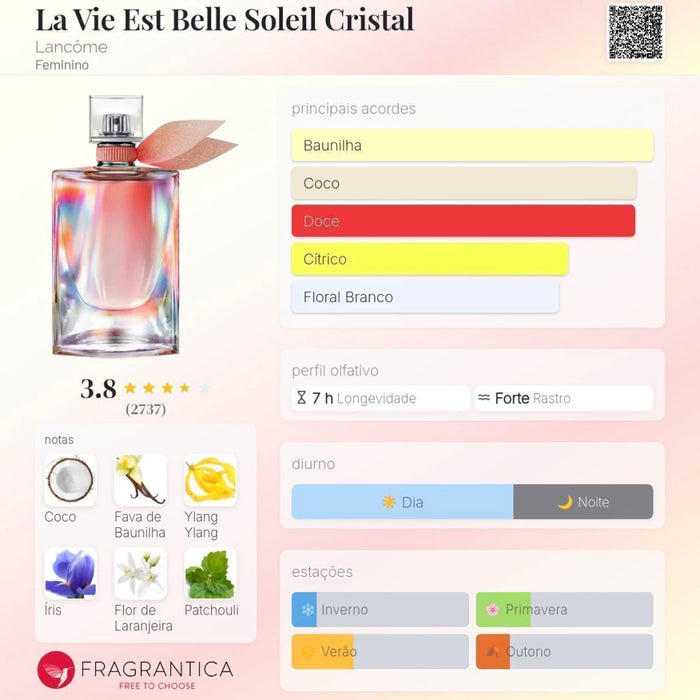 Notas olfativas — DECANT LA VIE EST BELLE SOLEIL CRISTAL