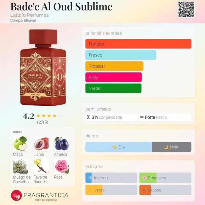 Notas olfativas — DECANT BADE AL OUD SUBLIME EAU DE PARFUM