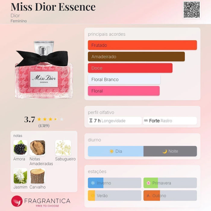 Notas olfativas — DECANT MISS D!OR ESSENCE EDP LANÇAMENTO